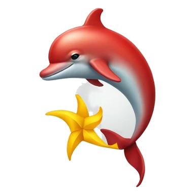 a red dolphin with yellow ribbon sticker