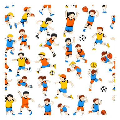 children playing sports sticker