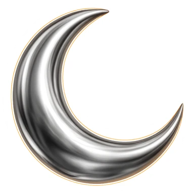 Add a subtle orange glow to the chrome moon icon, keep the background transparent. sticker