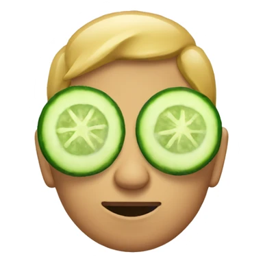 An emoji relaxing with cucumbers on eyes sticker