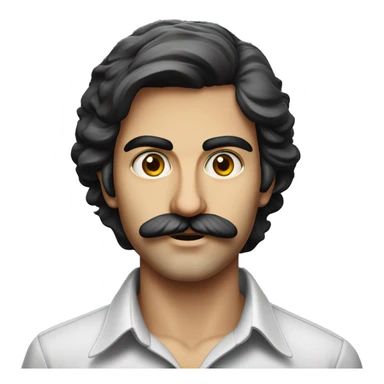 guy 20 years old iranian with moustache in 1970 photorealistic serious sticker