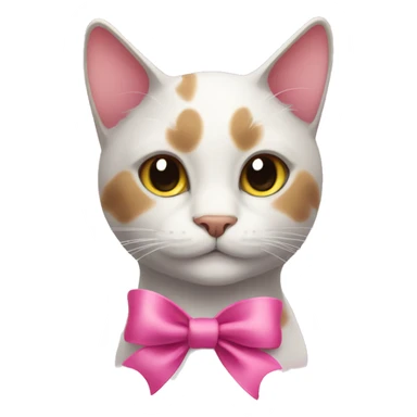 cat with pink ribbon sticker