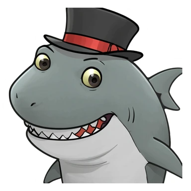 Shark with a top hat sticker