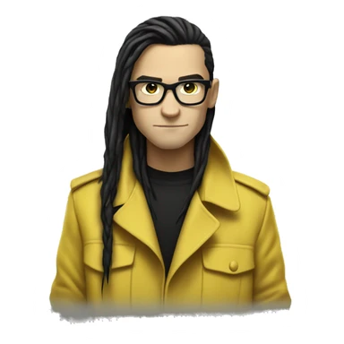 skrillex wearing a yellow trench coat sticker