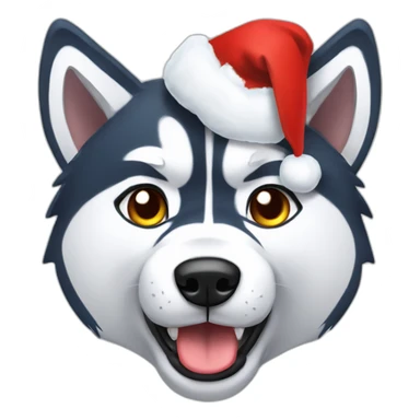 grumpy husky with christmas hat sticker