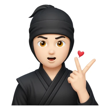 Emoji de ninja tirando besos sticker