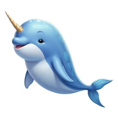 Beautiful and Majestic Cute Narwhal Portrait Emoji, Head and body rendered in serene repose with a gentle, radiant smile, showcasing a streamlined, graceful form adorned with a luminous spiraled tusk and peacefully closed eyes, Simplified yet exquisitely endearing features, highly detailed, glowing with a soft, majestic ocean light, high shine, serene and utterly enchanting, stylized with an air of magical marine splendor, soft glowing outline, capturing the essence of a beautiful and majestic cute narwhal that embodies the quiet wonder of the deep blue! sticker
