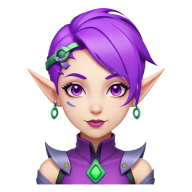 cyberpunk elf girl with purple hair winking sticker