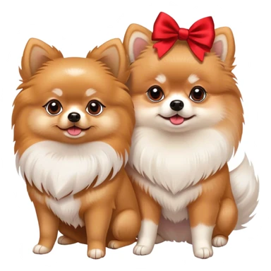 White Pomeranian and red Pomeranian with bow sticker