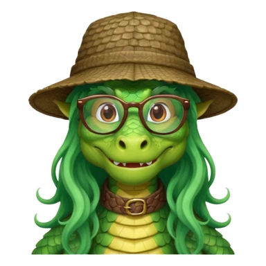 long hair dragon with hat and glasses sticker