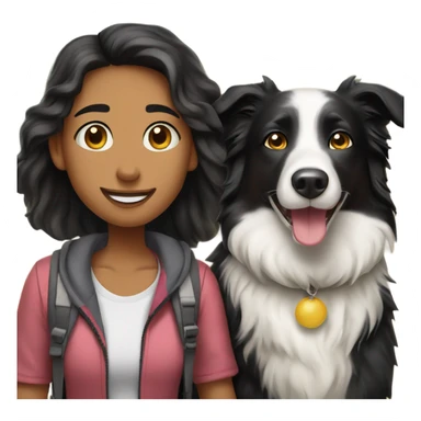 border collie dog walking with his girl owner sticker