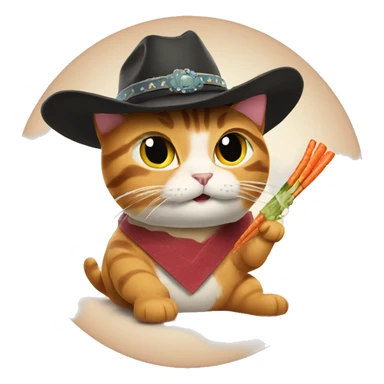 cat eating sushi wearing cowboy hat sticker