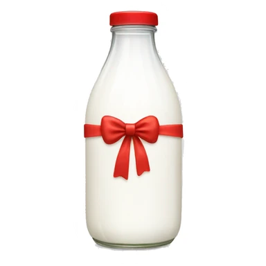 aesthetic milk bottle with a red bow sticker