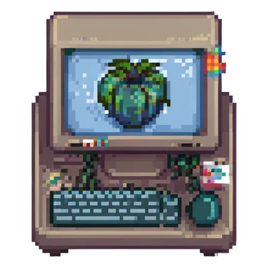 coding emoji, open source theme, pixel art computer with terminal window and open source sticker sticker