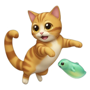 Cat doing a flip on a squirttle sticker