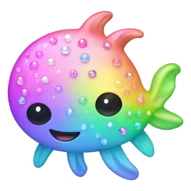 Kawaii pastel neon rainbow bedazzled sea creature sticker