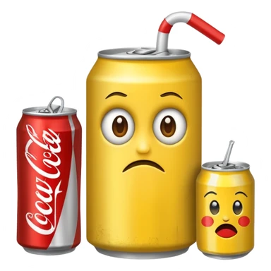 A scared emoji holding a Diet Coke  sticker