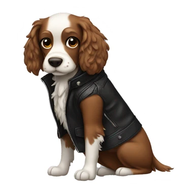 Spaniel wearing a leather jacket sticker