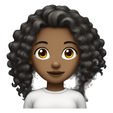 black long curly hair girl with white skin sticker