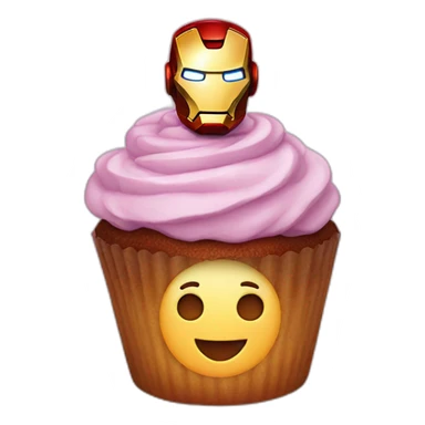 Happy cupcake with iron man on top sticker