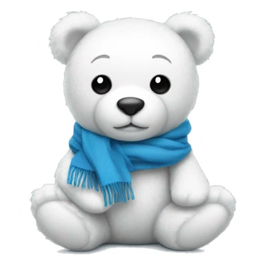 white teddy bear with a blue scarf sticker