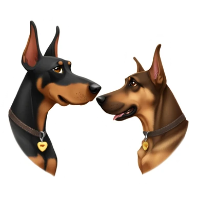 Brown Doberman and German Shepard saying good morning sticker