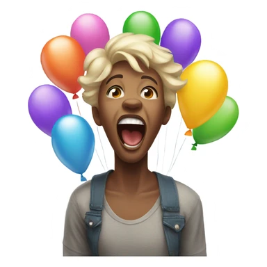 Screaming happy birthday with smiles and balloons  sticker