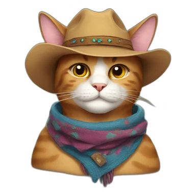 cowboy cat with a scarf around his neck sticker