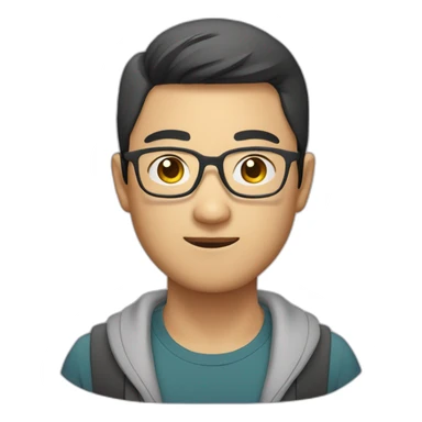 round faced asian male avatar with glasses and light beard sticker