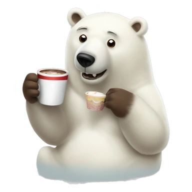 Polar bear drinking hot choclate sticker