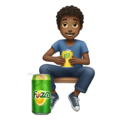 KID HOLDIN A CAN OF FUZE TEA WHILE SITTING ON A SWING sticker