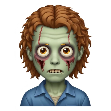 curly brown mullet haired zombie boy sticker
