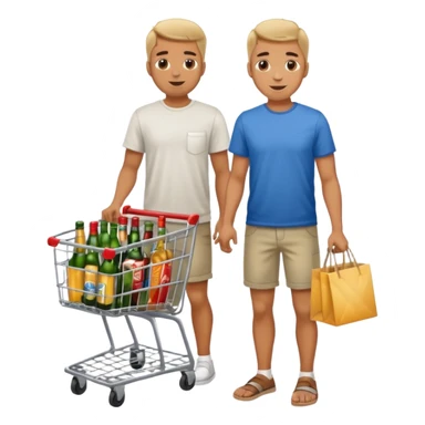 man with a shopping cart full of beers and wines full body sticker