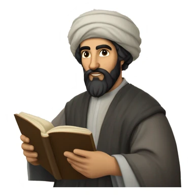 Nizami Ganjavi persian medieval author with a book in hands and black beard sticker