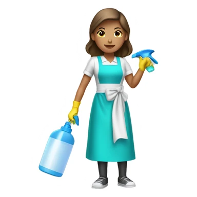Cleaning maid light brunette with spray bottle cleaning sticker