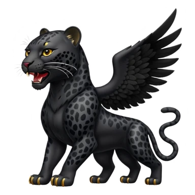 winged black leopard roaring sticker