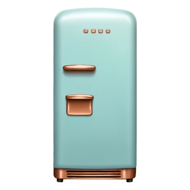 Realistic pastel blue and metallic copper vintage fridge.  sticker