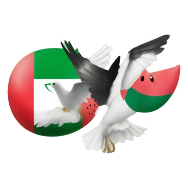 Palestine flag with doves and a watermelon sticker