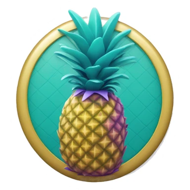 teal pineapple on top of a purple seal sticker