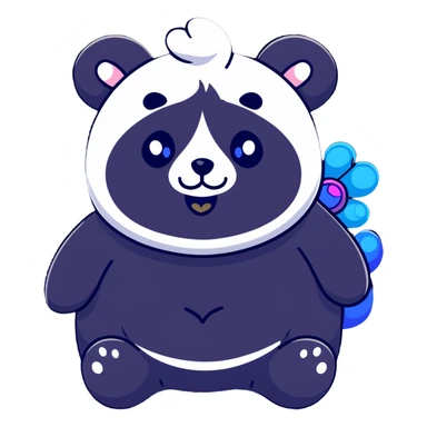 Chubby panda with peacock tail and sparkly eyes sticker