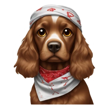 Cocker noir avec le museau brun et un collier bandana rouge  sticker