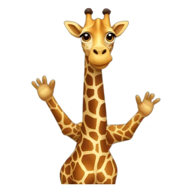 a giraffe with hands up sticker
