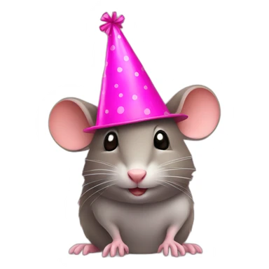 Wood rat with pink party hat sticker