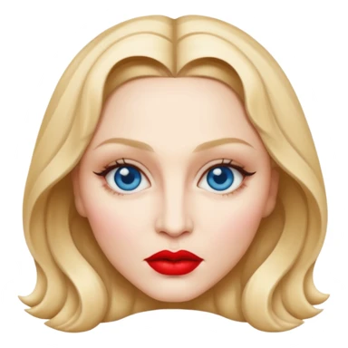 Madonna with blue eyes, red lip sticker