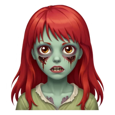 zombie girl with long red hair and bangs and brown eyes  sticker