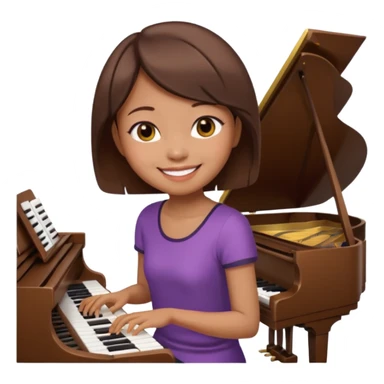 chinese indonesian short brown hair piano teacher emoji sticker