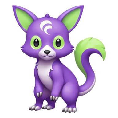 Cute cool purple neon-green white lime animal hybrid Fakemon full body sticker