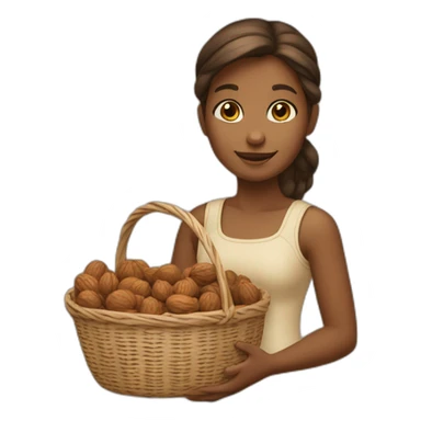 Girl with basket of walnuts sticker