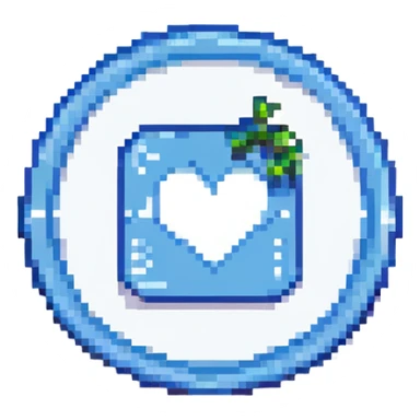 Instagram verification badge emoji, blue circle with white checkmark, pixel art style sticker