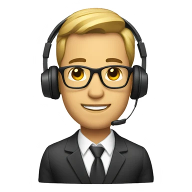 man in a business suit and headphones sticker